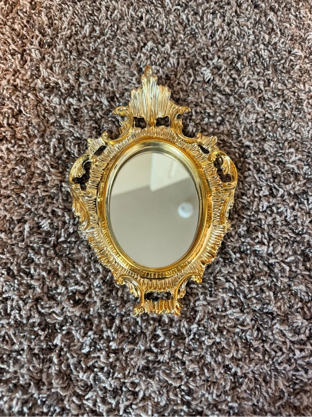 Vintage Ornate Gold Oval Wall Mirror